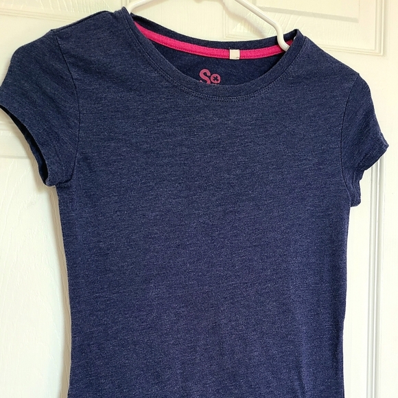SO Vintage Y2K Navy Blue Fitted Short Sleeve T-Shirt With Cap Sleeves For Women - Picture 1 of 7